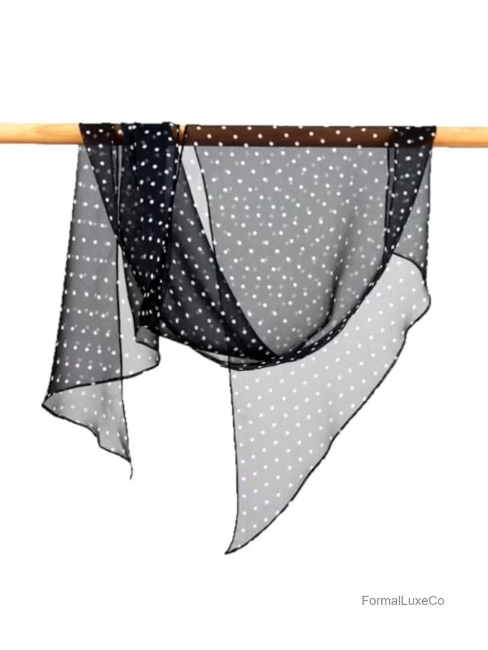 100% Mulberry Silk Long Lightweight Fashion Scarf Wrap Large Polka Dot Print